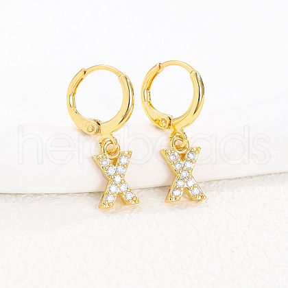Brass Micro Pave Clear Cubic Zirconia Hoop Earrings FS-WGAF6E5-24-1