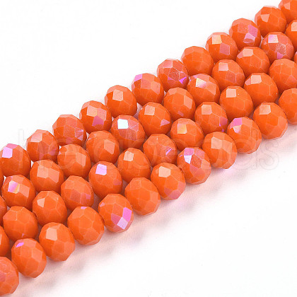 Electroplate Opaque Solid Color Glass Beads Strands EGLA-A034-P8mm-L29-1