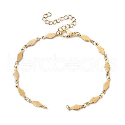 304 Stainless Steel Rhombus Link Chain Bracelet Making AJEW-JB01320-01-1