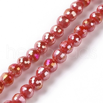 Electroplate Opaque Solid Color Glass Beads Strands GLAA-E036-11E-1