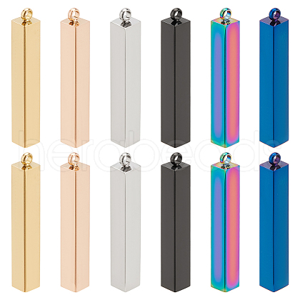 BENECREAT 12Pcs 6 Colors 304 Stainless Steel Pendants STAS-BC0003-86-1