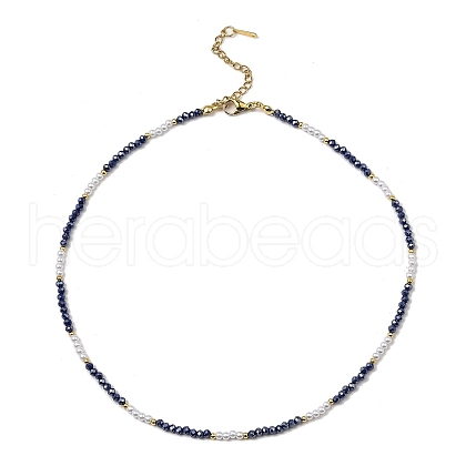 Glass Beaded Necklaces NJEW-P297-01G-01-1