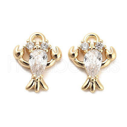 Brass Micro Pave Clear Cubic Zirconia Charms X-KK-C054-11G-1
