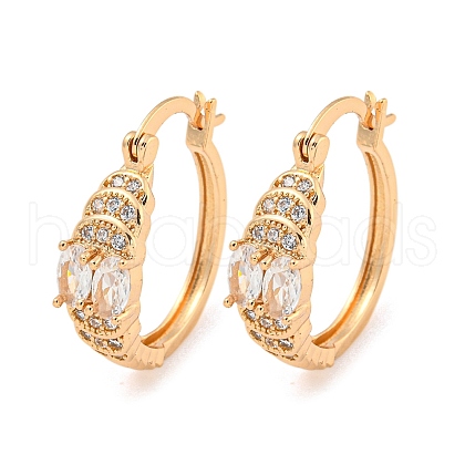 Brass Micro Pave Clear Cubic Zirconia Hoop Earrings EJEW-A107-05D-KCG-1