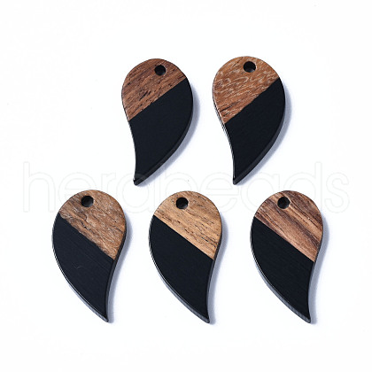 Opaque Resin & Walnut Wood Pendants RESI-T035-30B-1