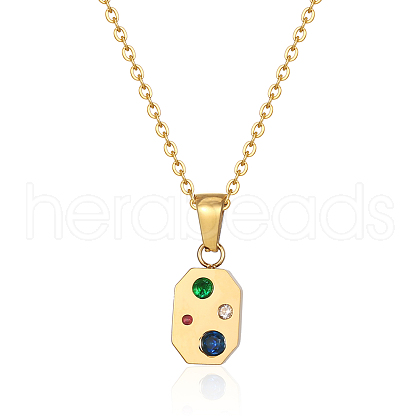 Square Necklace with Sparkling Diamond Pendant Necklaces YB1212-1-1
