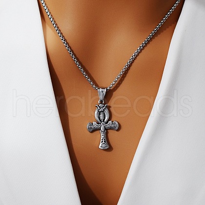 Ankh Cross with Eye of Ra 304 Stainless Steel Pendant Necklaces for Men FS-WG3C167-01-1