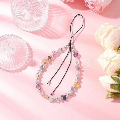 Natural Fluorite Mobile Straps HJEW-JM03327-03-1