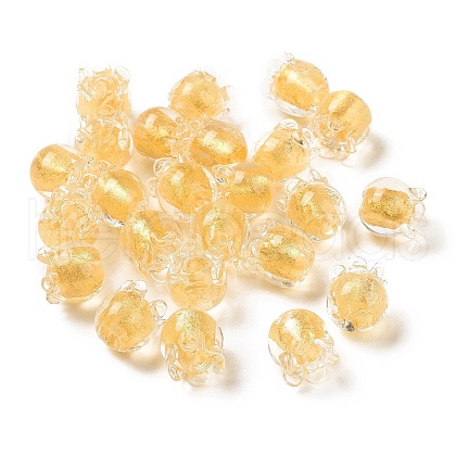 Handmade Gold Foil Lampwork Glass Beads X1-LAMP-G158-02A-1