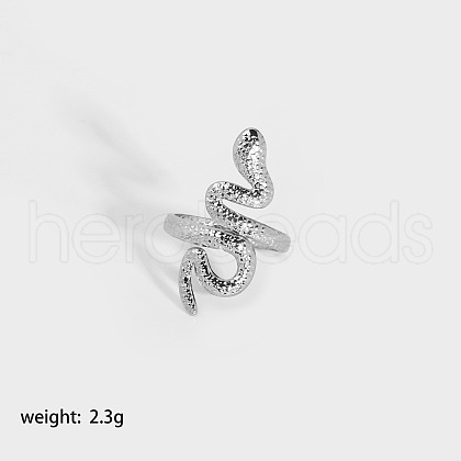 Stylish Snake-Shaped Stainless Steel Open Cuff Ring SG7093-1-1