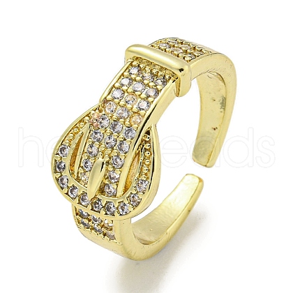 Brass Micro Pave Cubic Zirconia Cuff Ring RJEW-E296-01G-1