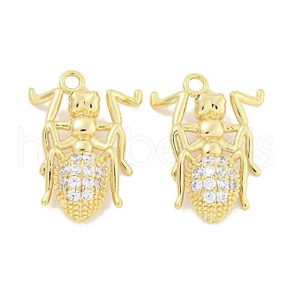 Brass Micro Pave Clear Cubic Zirconia Pendantsn KK-S386-30G-1