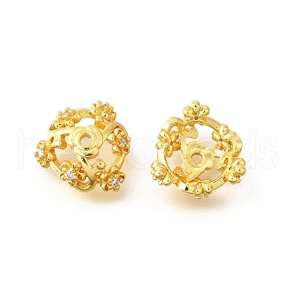 Flower Brass Bead Caps KK-V008-06G-1