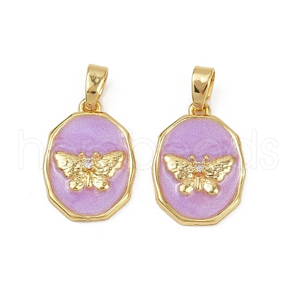 Brass Micro Pave Cubic Zirconia Pendants KK-C093-05G-01-1