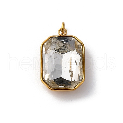316 Stainless Steel Faceted Glass Pendants STAS-K258-48G-02-1
