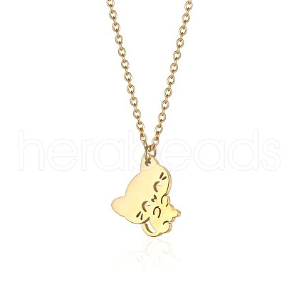 Cute Cartoon Animal Stainless Steel Pendant Necklaces QV5065-1-1