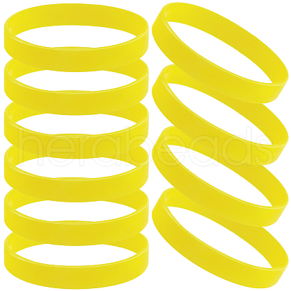 CREATCABIN 10Pcs Word Silicone Cord Bracelet Wristband BJEW-CN0001-04A-1