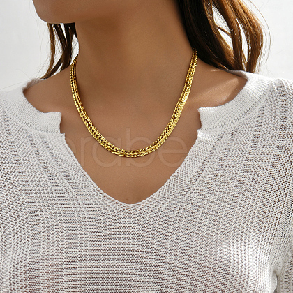 Elegant Stainless Steel Wheat Chain Necklaces for Daily Layering and Vacation Style NT2171-1-1