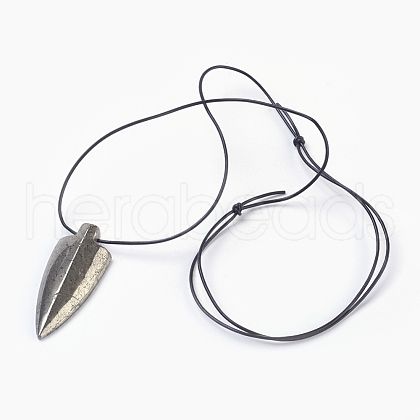 Adjustable Natural Pyrite Pendant Necklaces NJEW-JN02239-1