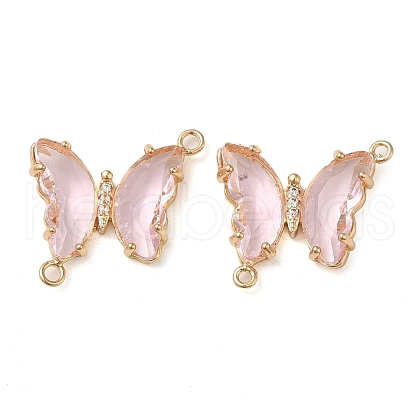 Brass Pave Faceted Glass Connector Charms X-FIND-Z020-04I-1