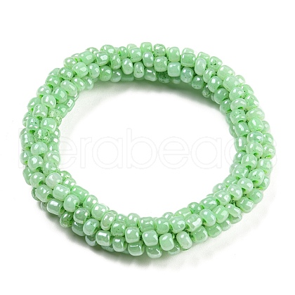 Crochet Glass Beads Braided Stretch Bracelet BJEW-K232-01H-1