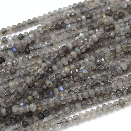 Natural Labradorite Rondelle Bead Strands G-O095-05-A-1