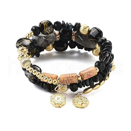 Bohemian Handwork Multi-Colored Stone Beaded Bracelet AJEW-Z038-01F-1