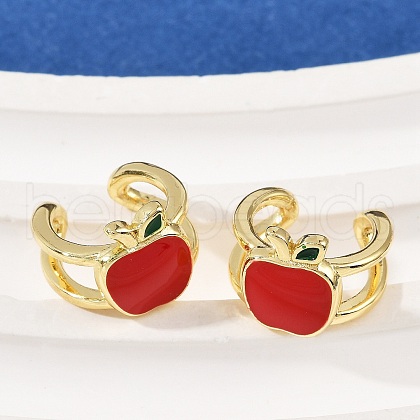 Brass Enamel Cuff Earrings EJEW-Q036-02A-G-1