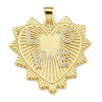 Rack Plating Brass Micro Pave Clear Cubic Zirconia Pendants KK-Z067-05G-1