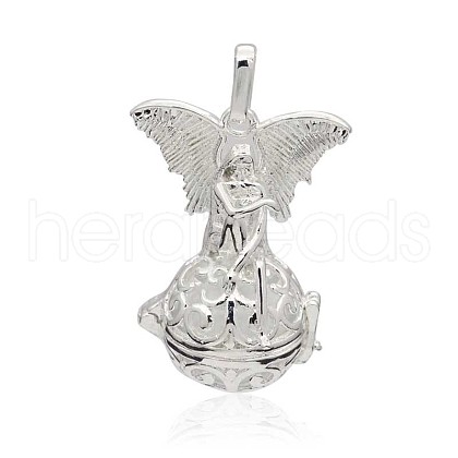 Silver Color Plated Brass Hollow Round Cage Pendants KK-J250-17S-1