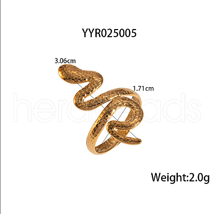 Stainless Steel Snake-Shaped Cuff Rings for Women FT0606-5-1