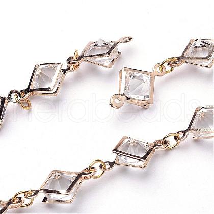Iron Acrylic Rhinestone Handmade Chains AJEW-JB00249-1