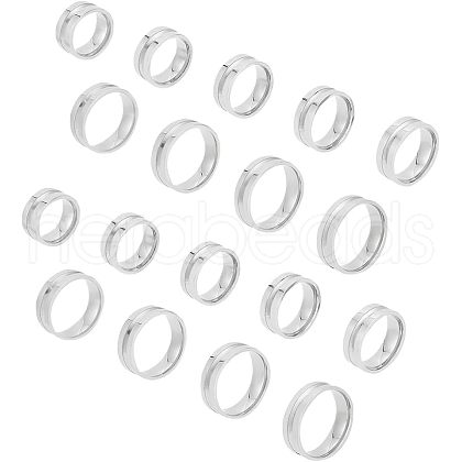 Unicraftale 12Pcs 6 Size Grooved Plain 304 Stainless Steel Finger Ring for Couple Lovers RJEW-UN0001-13-1