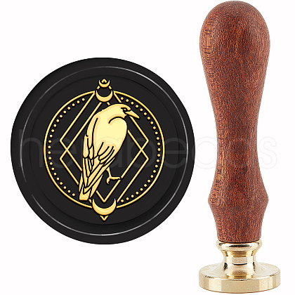 Brass Wax Seal Stamp with Handle AJEW-WH0184-1055-1
