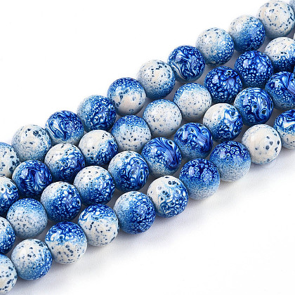 Transparent Baking Painted Glass Beads Strands DGLA-N009-8mm-07-1