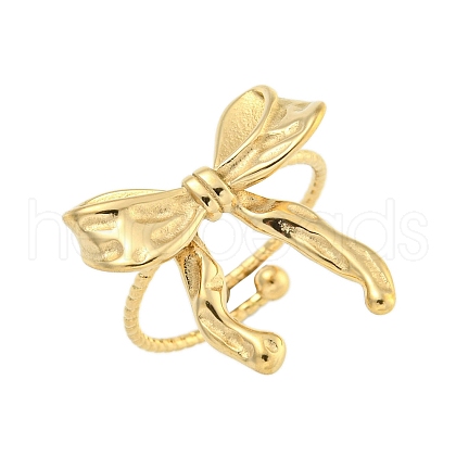 Ion Plating(IP) 304 Stainless Steel Open Cuff Rings for Women RJEW-S409-01G-03-1