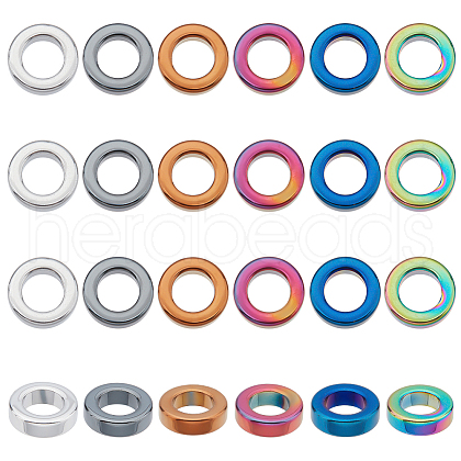 ARRICRAFT 24Pcs 6 Colors Vacuum Plating Non-magnetic Synthetic Hematite Linking Rings G-AR0004-76-1