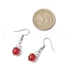 Natural Carnelian Round Dangle Earrings EJEW-JE06413-03-3