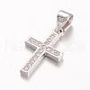 Cross Brass Micro Pave Cubic Zirconia Pendants KK-E673-027P-1