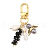 2Pcs 2 Colors Natural Obsidian & Quartz Crystal Chips Pendant Decoration HJEW-JM02400-4