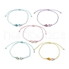 6mm Round Gemstone & Acrylic Enamel Heart Braided Bead Bracelets for Women BJEW-JB10773-4