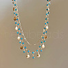 Alloy Indicolite Rhinestone Shell Shaped Tassel Double Layer Necklaces for Women FS-WG859AA-01-2