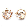 Brass Micro Pave Clear Cubic Zirconia Pendants KK-S359-107-RS-2