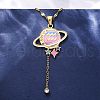 304 Stainless Steel Hot Pearl Enamel Constellation Planet Pendant Necklaces NJEW-D310-01J-G-5