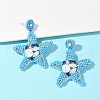 Starfish Glass Seed Beads Dangle Stud Earrings EJEW-S273-03-1