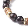 Natural Coconut & Garnet Beaded Stretch Bracelet for Women BJEW-JB07546-04-4