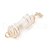 3Pcs 3 Styles Electroplated Natural Quartz Crystal Pointed Copper Wire Wrapped Pendants PALLOY-JF03766-06-5