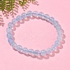 Natural Aquamarine Round Bead Stretch Bracelets for Men Women BJEW-U034-01D-02-2