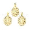 Rack Plating Brass Micro Pave Clear Cubic Zirconia Pendants KK-C011-16G-3