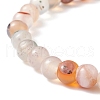 Natural Agate Round Beaded Stretch Bracelet BJEW-JB08614-04-4